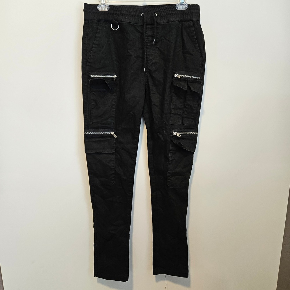 Hot Topic Cargo Jogger Mens M Black Zipper Techwear Goth Cosplay Grunge Emo Punk